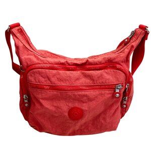 Kipling Gabbie Crossbody Bag Red Pockets Organization Nylon Adjustable